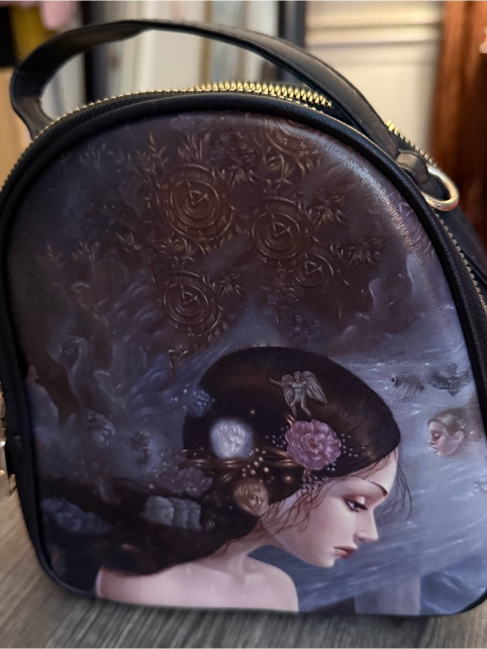 Artistic Fantasy Portrait Mini Backpack purse - Whimsical Fairy - Picture 5 of 10